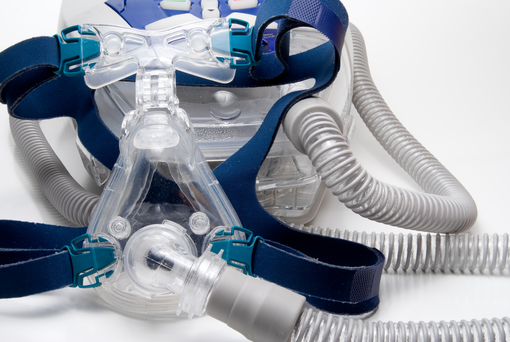 CPAP mask on a clear background